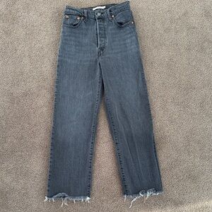 Levi's Ribcage Ankle Straight Size 26 - Washed Black Denim